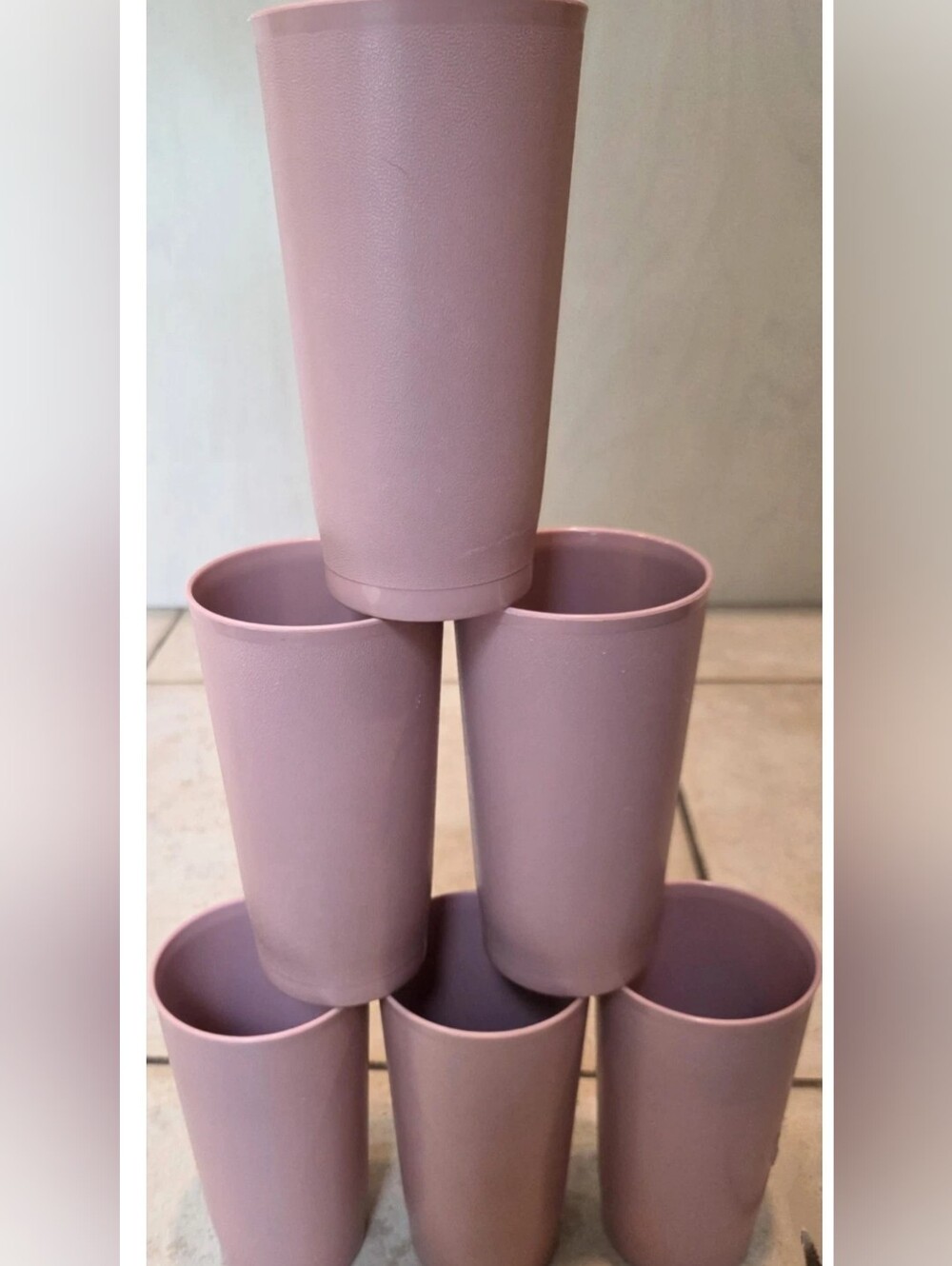 Tupperware Drink Beverage Tumblers Cups 873 Vintage Stackable 12oz-G DUSTY ROSE